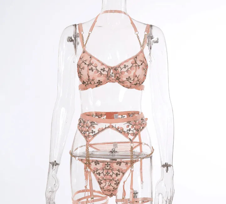 Conjunto de Lingerie Florido Rosa - Maggie