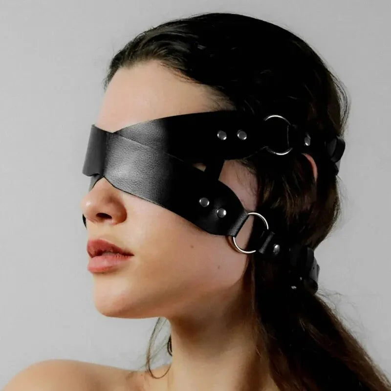 Máscara de Couro BDSM para Vendar os Olhos