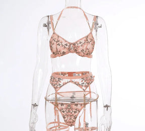Conjunto de Lingerie Florido Rosa - Maggie