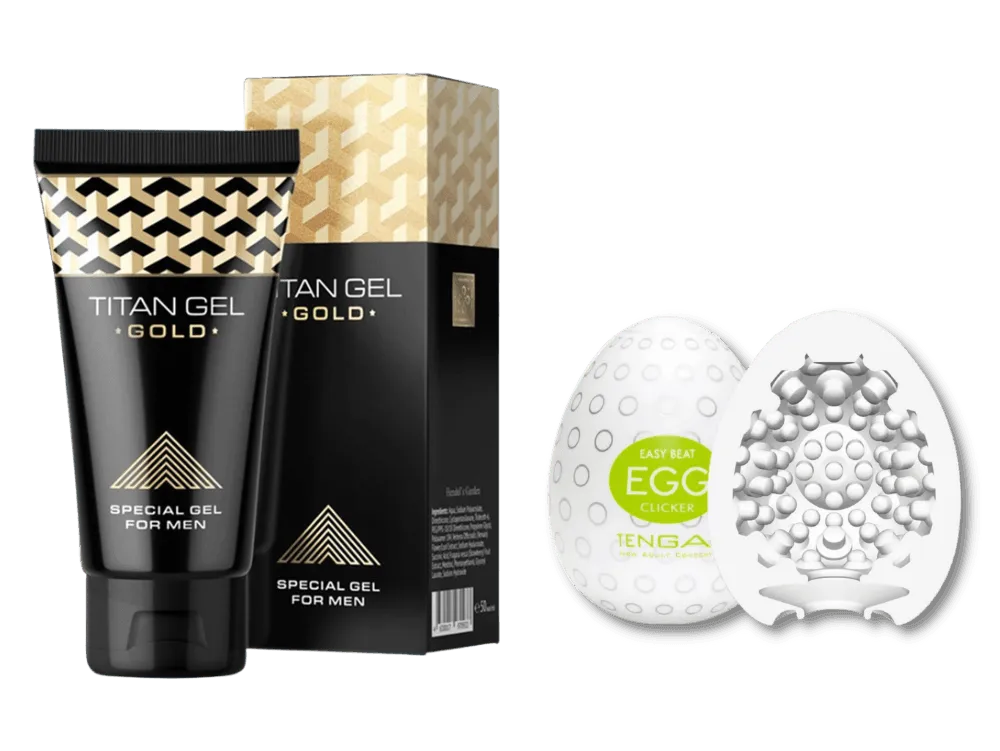 KIT FETICHES: Titan GEL Gold + Ovinho Masturbador
