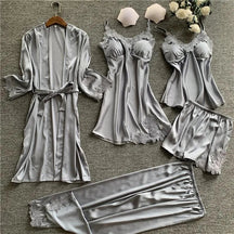 COMBO SLEEP SEXY - Conjunto Pijama em Cetim Libertina (5 peças)