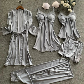 COMBO SLEEP SEXY - Conjunto Pijama em Cetim Libertina (5 peças)
